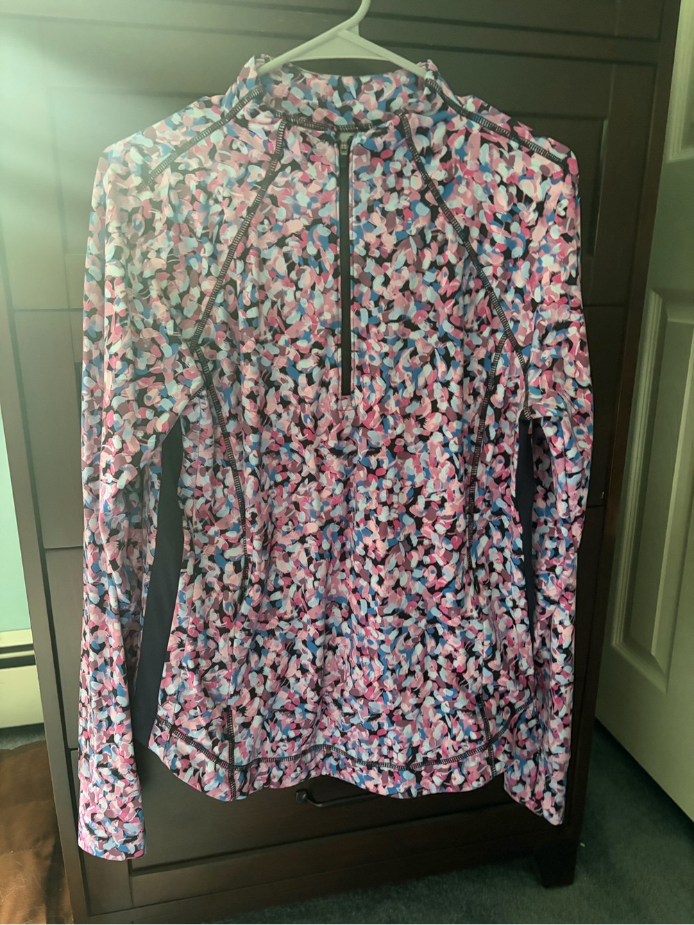 Talbots Pink Blue Multicolor Half-Zip Active Top